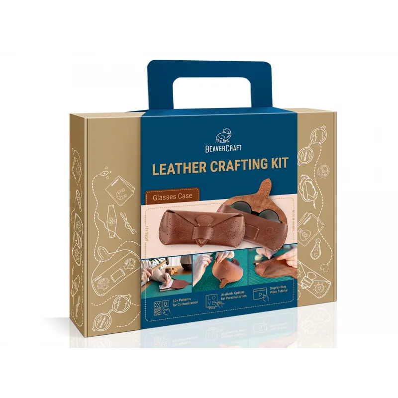 BeaverCraft Glasses Case Set Leather Crafting Kit Cyclaire Knives and Tools