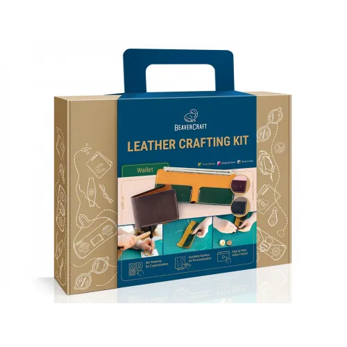 BeaverCraft Black and Grey Wallet Leather Crafting Kit