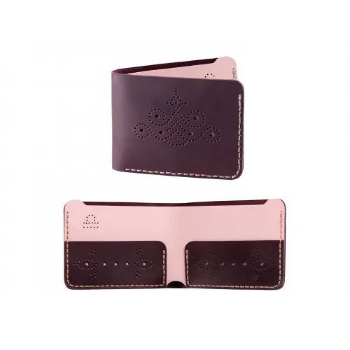BeaverCraft Burgundy and Rose Wallet Leather Crafting Kit