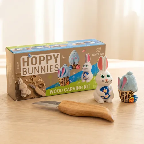 BeaverCraft Hoppy Bunnies Wood Carving Kit