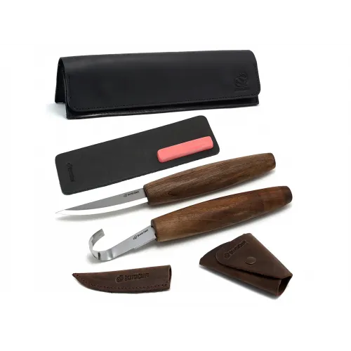 BeaverCraft S01X Black - Deluxe 4 Piece Right Handed Spoon Wood Carving Tool Set