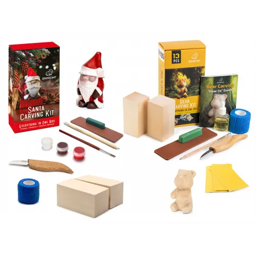 BeaverCraft Winter Workshop - Santa Carving Kit and Bear Carving Kit Pack