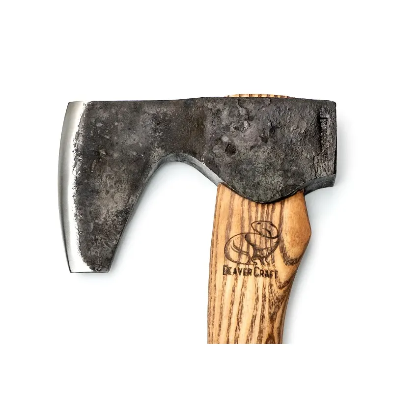 BeaverCraft AX6 Compact Long Bearded Bushcraft Hatchet – Carbon Steel Axe with Ash Wood Handle & Leather Sheath Cyclaire Knives and Tools