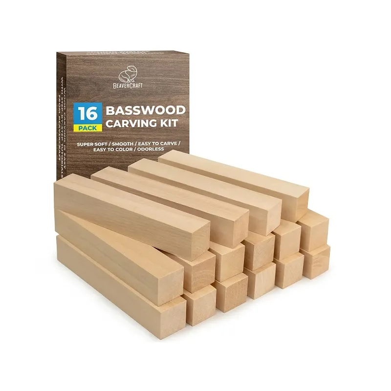 BeaverCraft BW16 - 16 Piece Set of Basswood Carving Blocks Cyclaire Knives and Tools