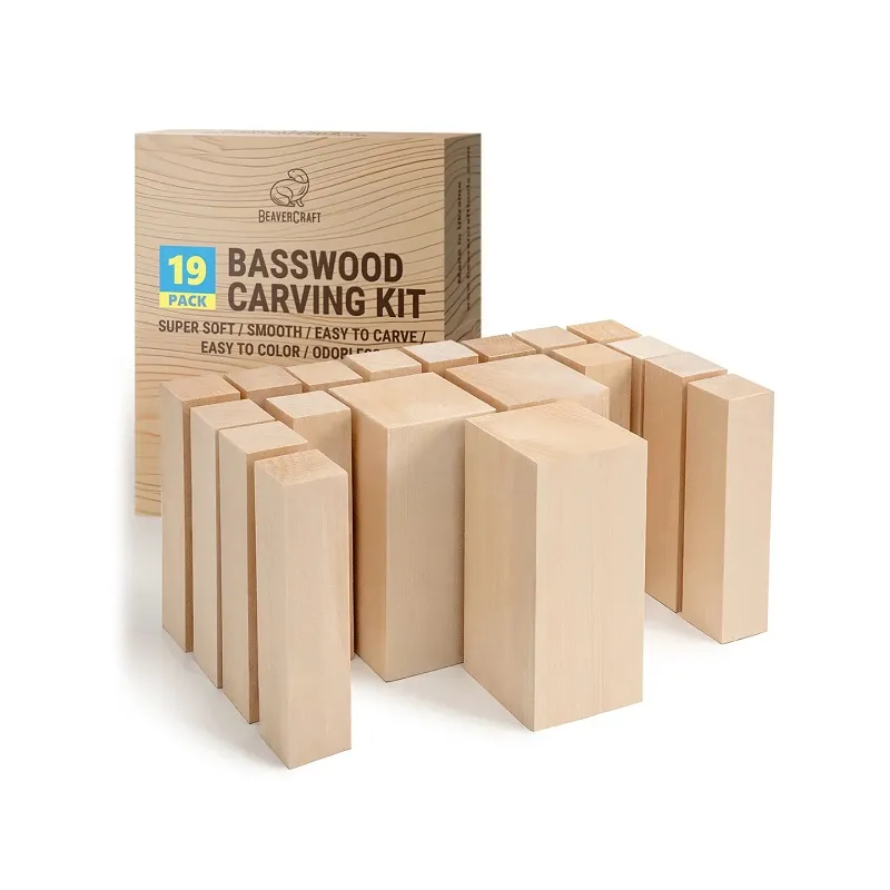 BeaverCraft BW19 - 19 Piece Set of Basswood Carving Blocks Cyclaire Knives and Tools
