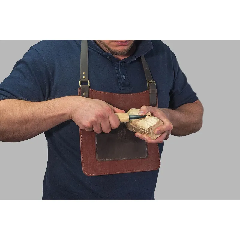 Beavercraft Adjustable Leather Carving Bib for Chest Protection Cyclaire Knives and Tools