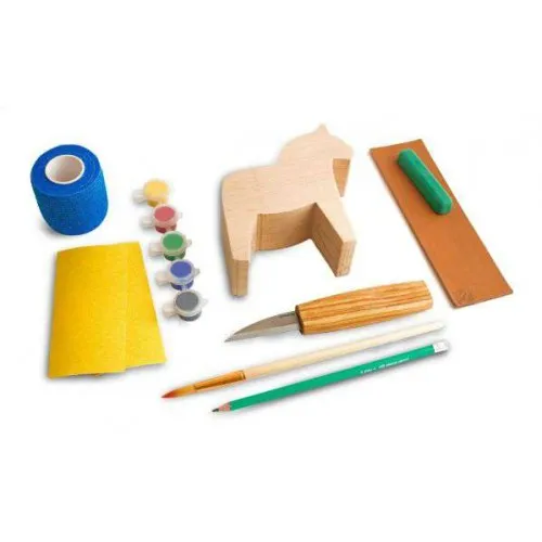 BeaverCraft DIY02 Dala Horse Whittling Kit  Beginner Friendly Wood Carving & Painting Set