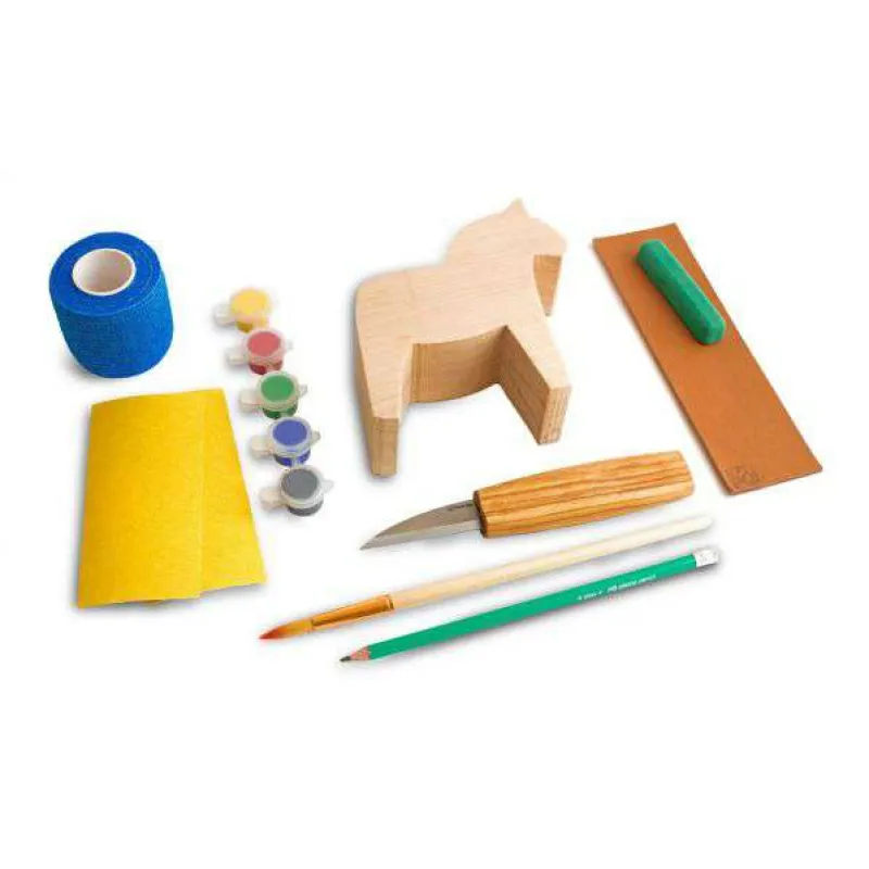 BeaverCraft DIY02 Dala Horse Whittling Kit  Beginner Friendly Wood Carving & Painting Set Cyclaire Knives and Tools