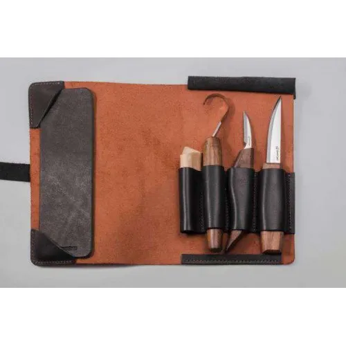BeaverCraft S13X - Limited Edition Premium Wood Carving Tool Set with Walnut Handles and Leather Tools Holder