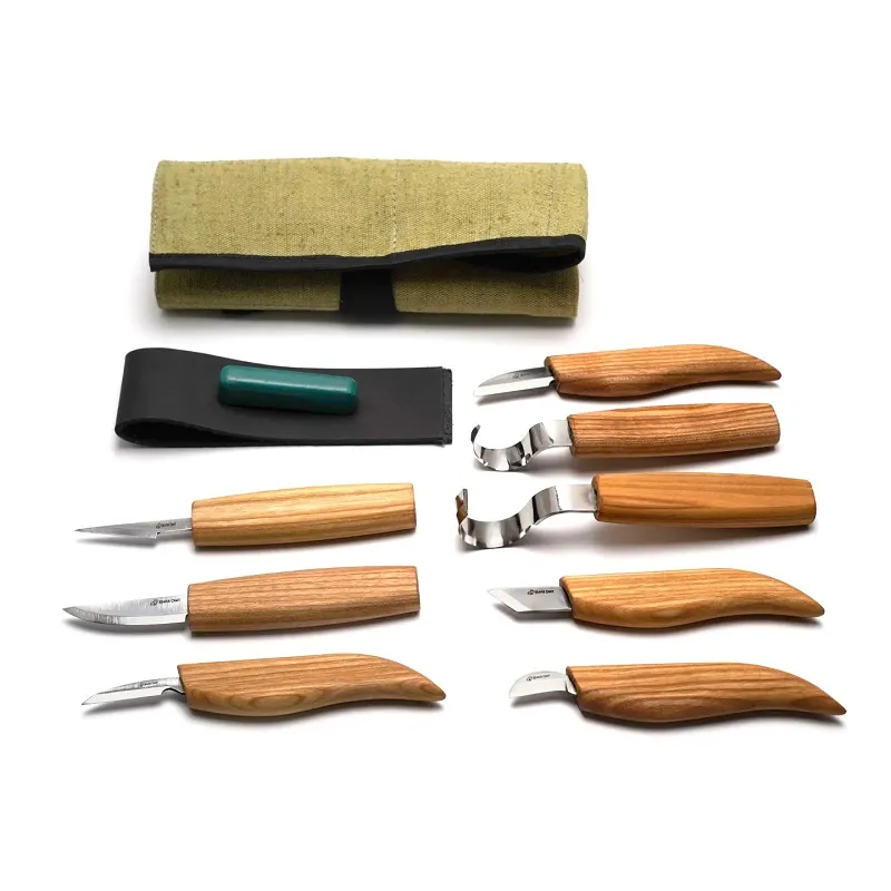 BeaverCraft S08L Left Handed Version - 8 Piece Wood Carving Set Cyclaire Knives and Tools