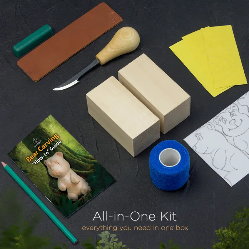Beavercraft DIY05 Bear Wood Carving Kit Cyclaire Knives and Tools