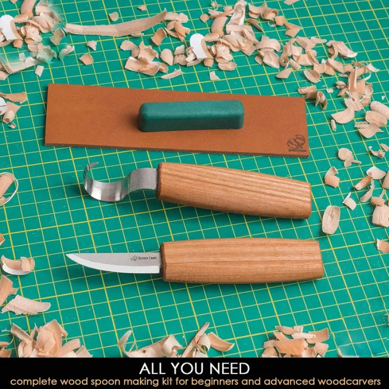 BeaverCraft S01 - 4 Piece Spoon Wood Carving Tool Set Cyclaire Knives and Tools