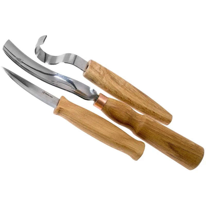 BeaverCraft S14L - 3 Piece Left Handed Spoon Wood Carving Knife Set with Gauge Cyclaire Knives and Tools