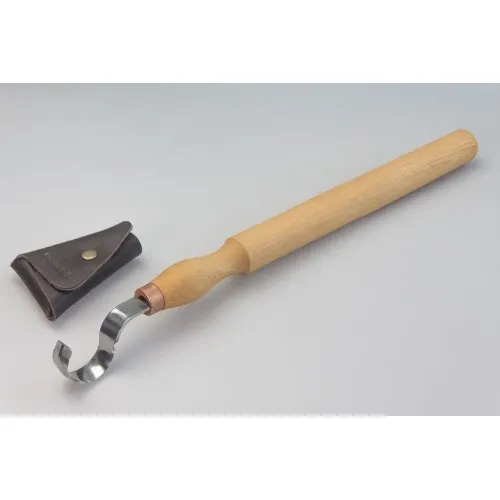 BeaverCraft SK2S Long Double Edge Spoon Hook Carving Knife with Leather Sheath